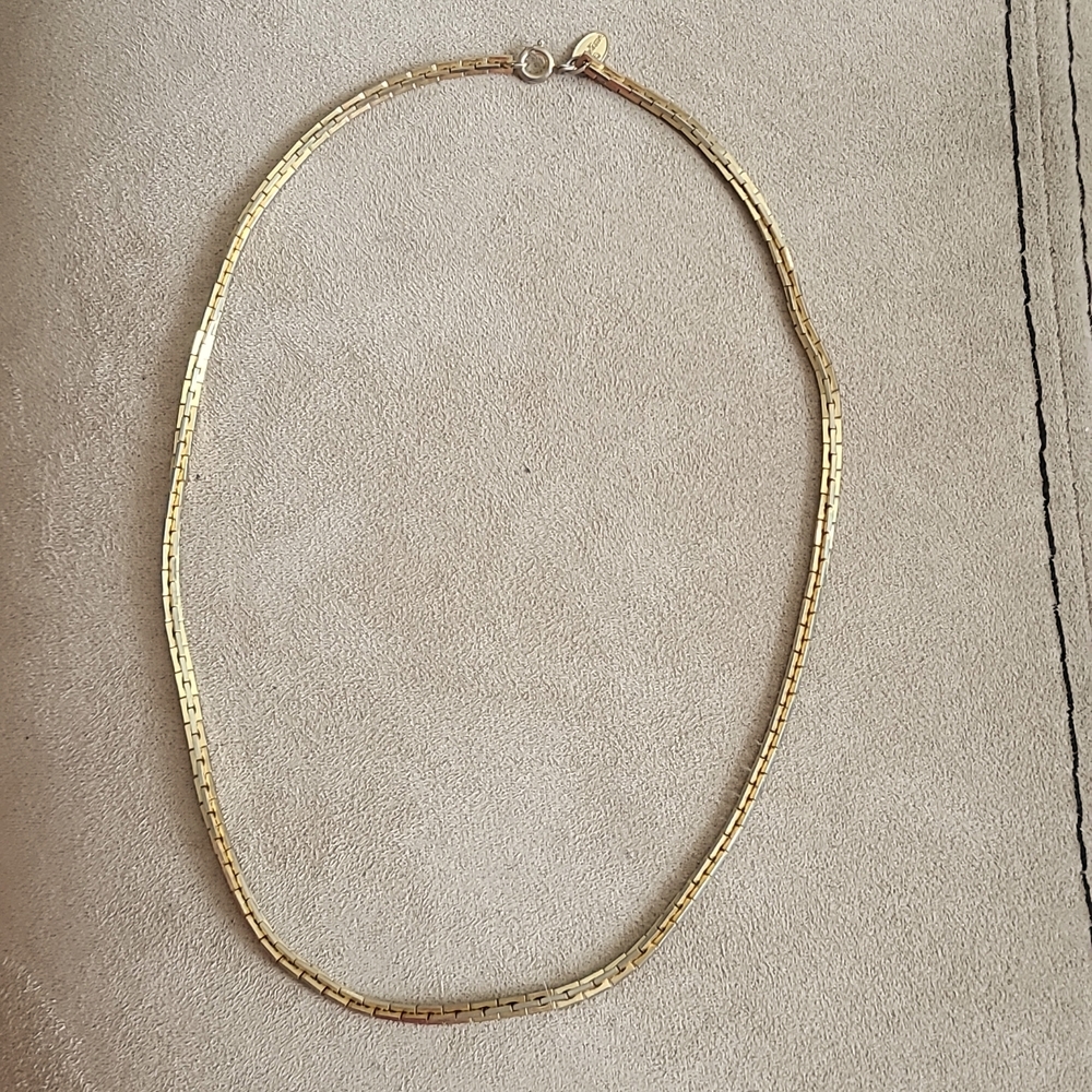 Vintage Designer Vendome Gold Tone Box Chain Necklace 16 Inch